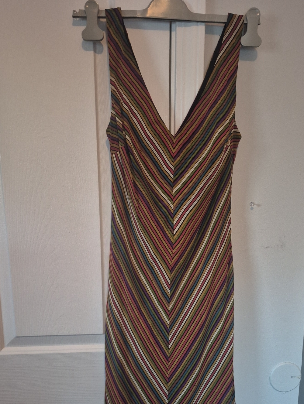 Sleeveless V-Neck Multi-Striped Dress - Multicolor